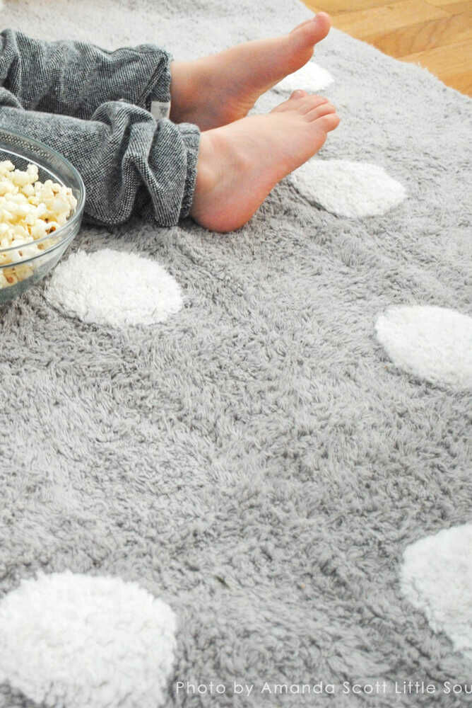Alfombra Lavable Polka Dots Gris-Blanco