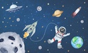 Papel Tapiz Espacio en Acuarela con Nave Espacia y Astronauta