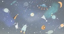 Papel Tapiz Espacio Cartoon con Planetas coloridos y Estrellas