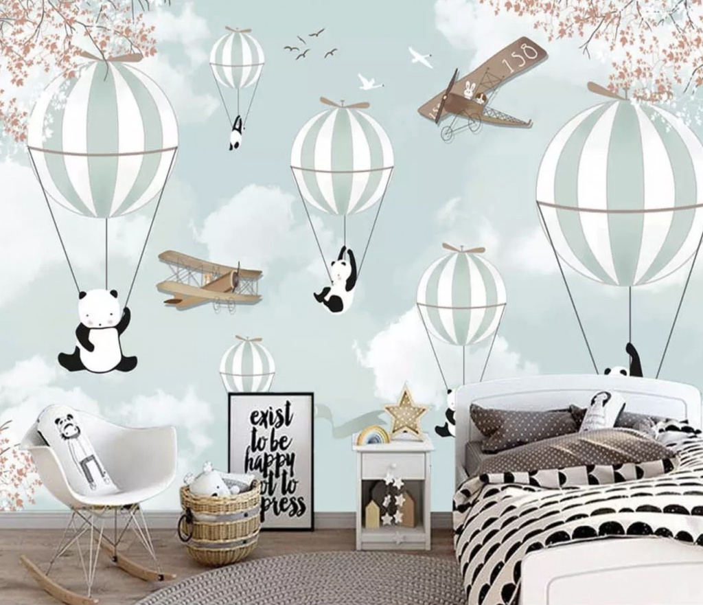 Papel Tapiz Globos y Pandas