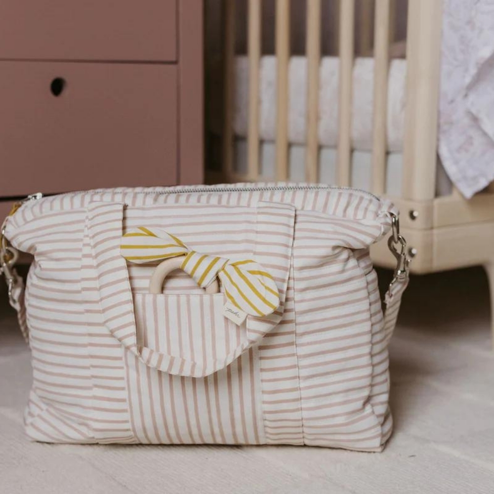 Pehr Diaper Bag - Stripes Away Petal