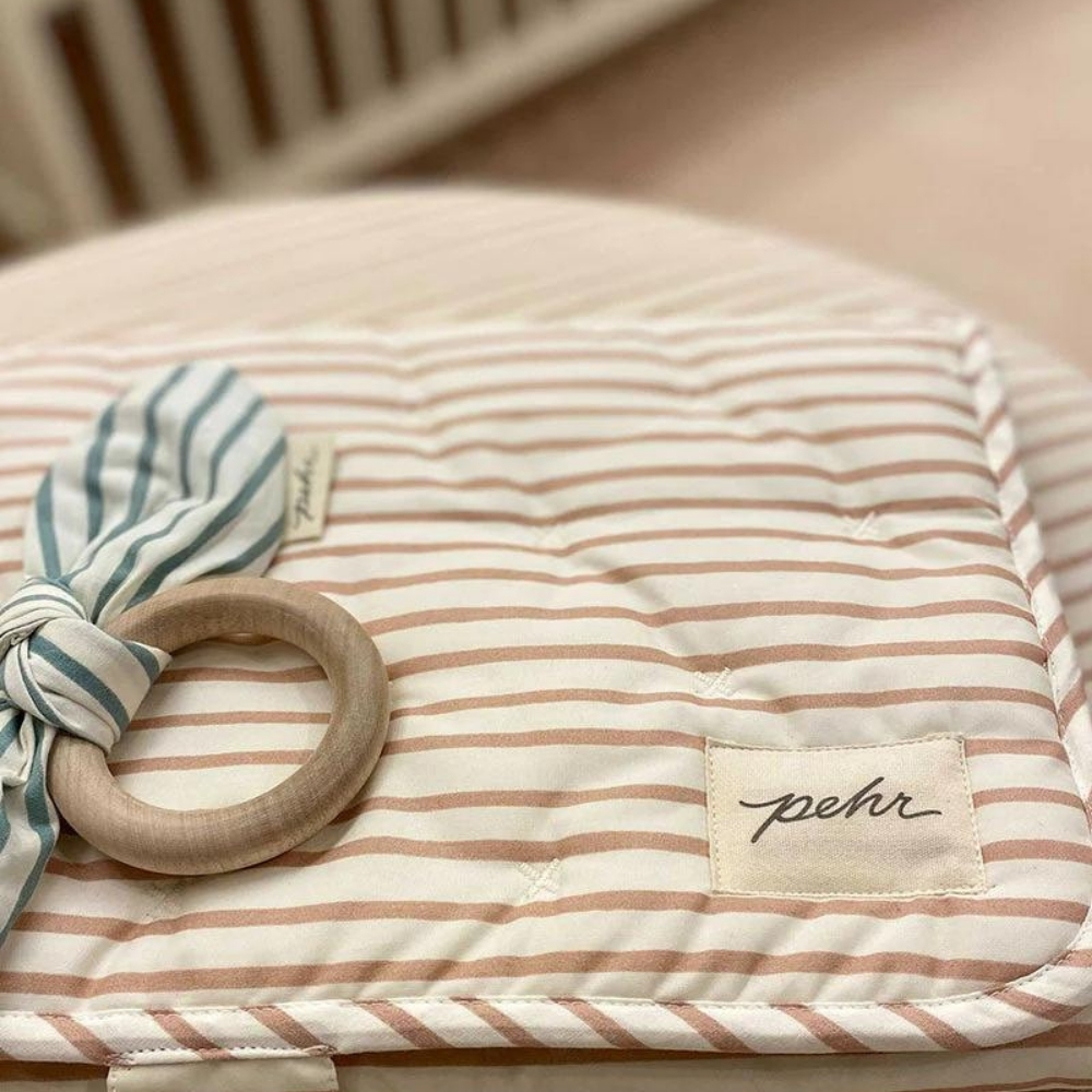 Striped On the Go Portable Changing Pad - Rose Pink