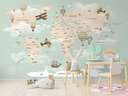 Papel Tapiz  - Mapa del Mundo Niños con Globos de Aire