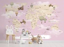 Papel Tapiz  - Mapa del Mundo Niños con Globos de Aire