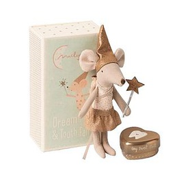 [P-371] Maileg Tooth Fairy Mouse in Matchbox With Metal Box - Rose