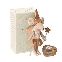 [P-371] Maileg Tooth Fairy Mouse in Matchbox With Metal Box - Rose