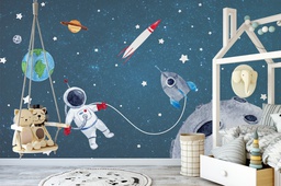 Papel Tapiz Espacio con Astronauta y Meteorito (M2)